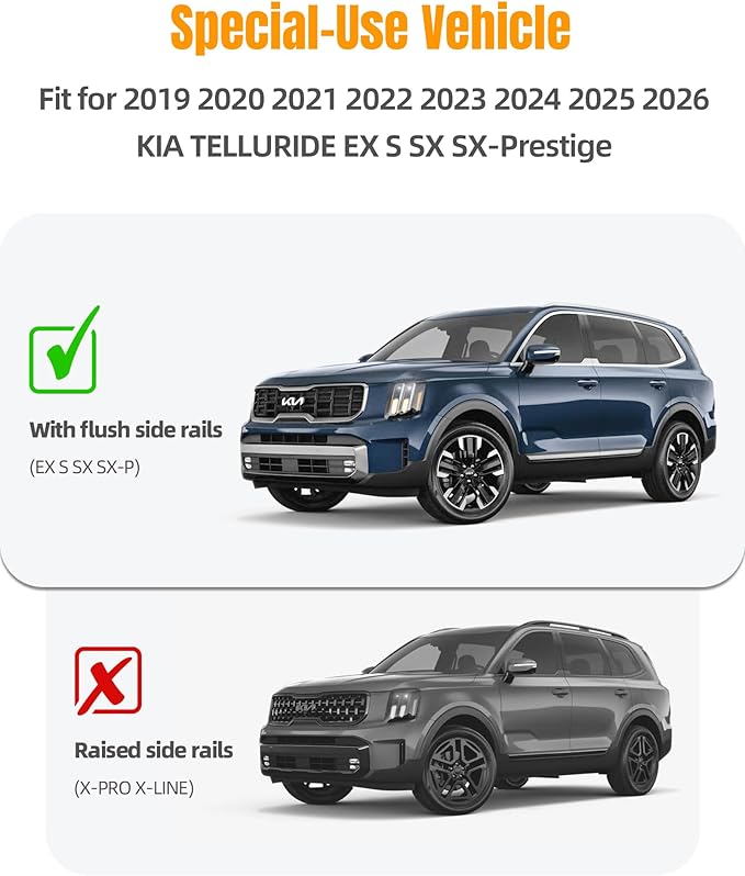 Snailfly Upgraded Roof Rack Cross Bars Fit for 2019-2026 Kia Telluride S SX SX-P EX Lockable Crossbars for Ski Kayak Bike Basket (Except X-Line and X-Pro)