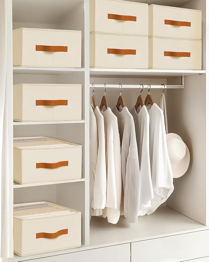 Homsorout Closet Organizers and Storage - Fabric Clothes Organizer with Handles, Foldable Jeans Organizer for Clothes, Drawer