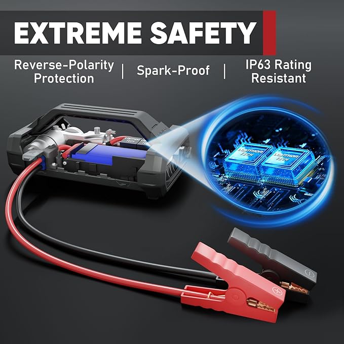 LOKITHOR JA300 Jump Starter with Air Compressor 1500Amp 12V Portable Car Battery Booster Pack for Upto 7.0L Gas or 4.5L
