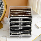 YUFONG Necklace Holder Organizer, Dustproof Necklace Box Velvet Necklace Organizer Box with Lid Clear Acrylic Dustproof Stack