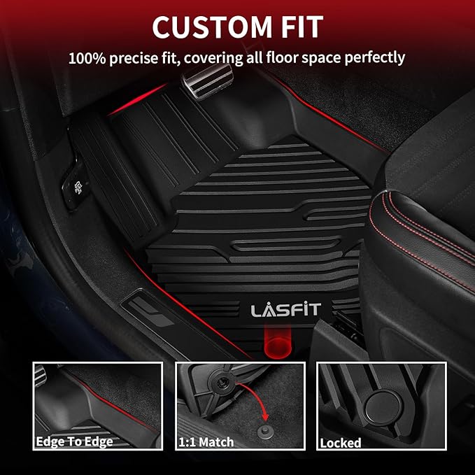LASFIT Floor Mats for Ford Bronco Sport 2026 2025 2024 2023 2022 2021 Carpet Floor All Weather Protector Custom Fit TPE Car Liners, No Sliding, No Curling