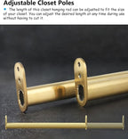 Wardrobe Rail Closet Rods for Hanging Clothes Adjustable Length, Closet Extender Hanging Tube Heavy Duty, for Shower Curtain 