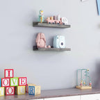 Picture Ledge Wall Shelves 16 inch Width Set of 2, Solid Pine Wood Rustic Floating Ledge Shelves for Wall for Kids' Room Bedr