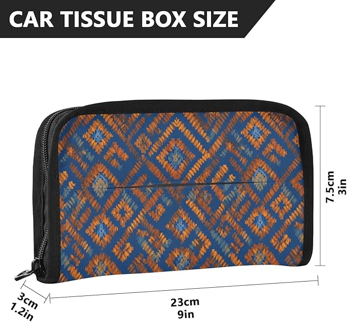 Car Tissue Holder Car Visor Organizer Tissue Box Holder for Car Sun Visor Organizer with Car Vehicle Accessories Essentials Interior for Women Men Blue Orange Diamond Tie-dye