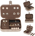 Hatori Travel Jewelry Box, PU Leather Small Jewelry Organizer for Women Girls, Portable Mini Travel Case Display Storage Hold