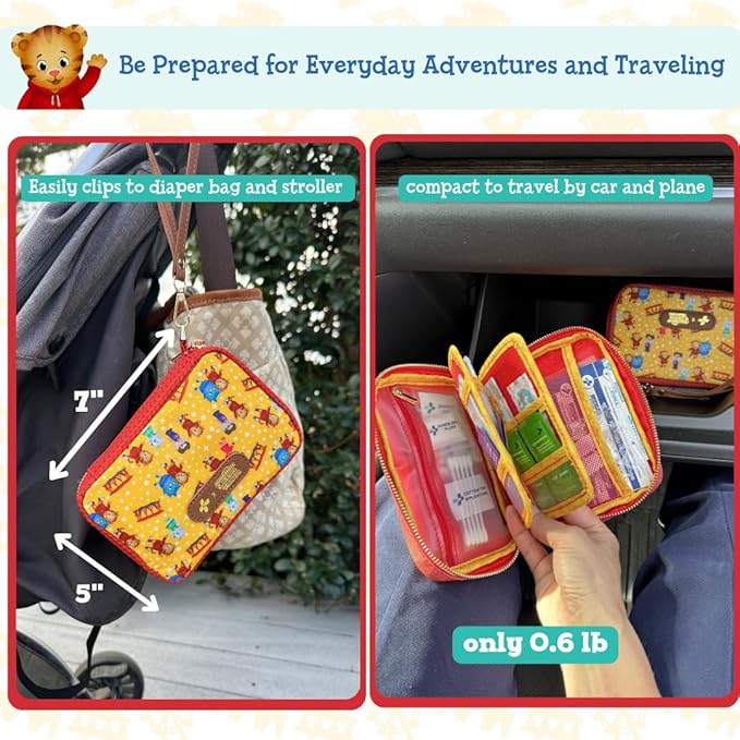 KeepGoing Daniel Tiger’s Travel First Aid Kit for Kids – 130 Pc. for Car, Home, Purse, Diaper Bag & Backpack with Latex-Free 