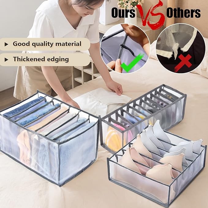 TIGARI Wardrobe Clothes Organizer, Small Underwear Organizer, Drawers Organizer for Clothes, Compartment Storage Box for Bedr