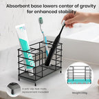 Toothbrush Holder with Quick Drying Mat—Toothbrush and Toothpaste Holders for Bathrooms—5 Slots Openwork Design Black Toothbr