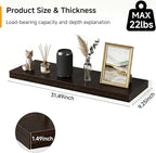 INHABIT UNION 31.5in Floating Shelves for Wall, Wall Mounted Shelves for Decor Storage Set of 2, Floating Shelf for Bedroom, 