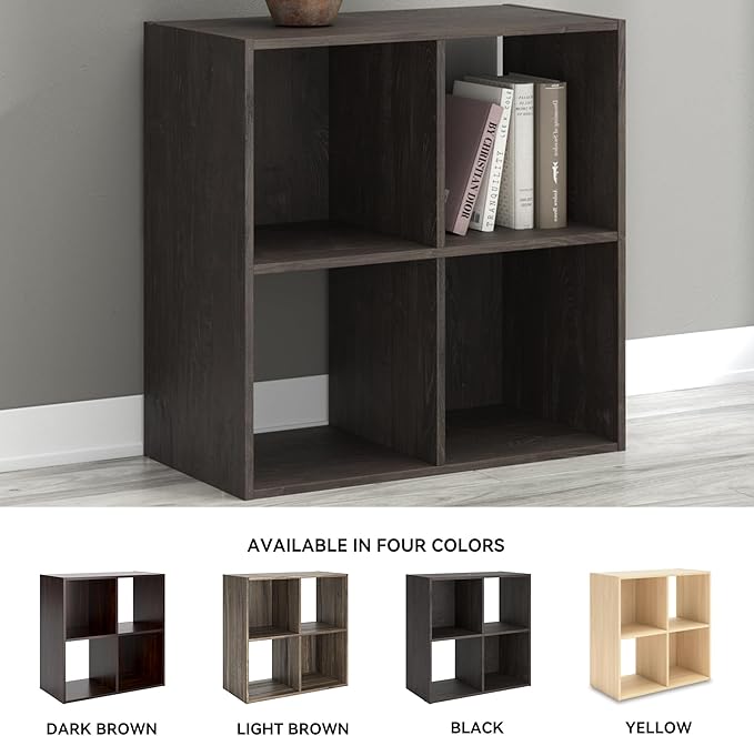 Signature Design by Ashley Piperton 4 Cube Storage Organizer or Bookcase, Charcoal