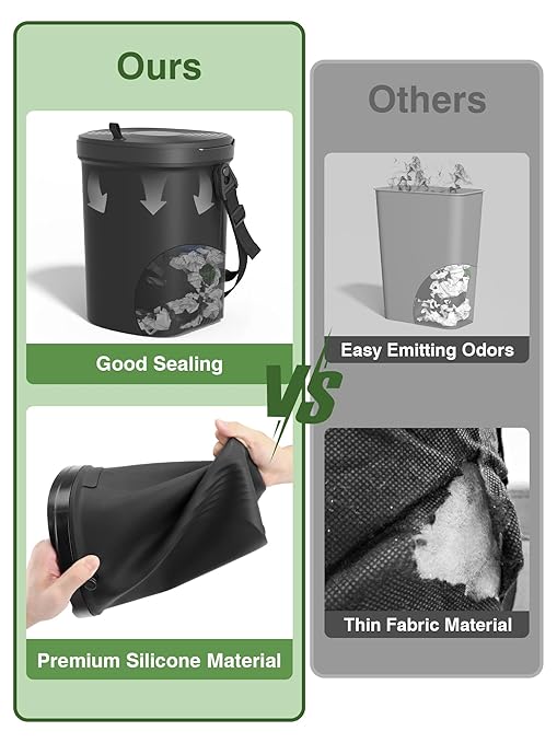 Leakproof Car Trash Can, 1.9 Gallon Soft Silicone Hanging Garbage Can with Lid, Easy to Clean Vehicle Trash Bin, Suitable for Sedans, SUVs, MPVs & Trucks