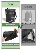 Leakproof Car Trash Can, 1.9 Gallon Soft Silicone Hanging Garbage Can with Lid, Easy to Clean Vehicle Trash Bin, Suitable for Sedans, SUVs, MPVs & Trucks