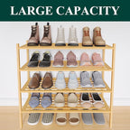 Smiry Bamboo Shoe Rack 4-Tier, Stackable Wooden Shoe Organizer for Entryway & Closet, Free Standing Wood Shoe Storage Shelf f