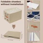 2 Pack Shoe Organizer for Closet, Large Shoe Box Storage Containers, Foldable Shoe Storage Organizer Box Bin with Adjustable 