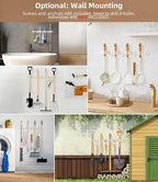 Broom Holder Over The Door - 304 Stainless Steel Mop and Broom Holder Wall Mounted or Hanging Over The Door with Hooks - Broo