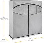 Whitmor Extra-Wide Portable Clothes Closet - 60 Inches Wide - Store Seasonal Clothing - Grey