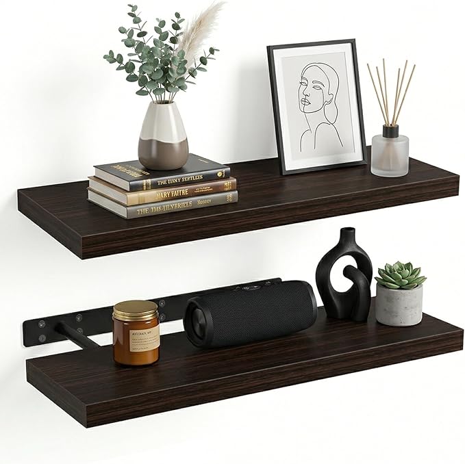 INHABIT UNION 31.5in Floating Shelves for Wall, Wall Mounted Shelves for Decor Storage Set of 2, Floating Shelf for Bedroom, 