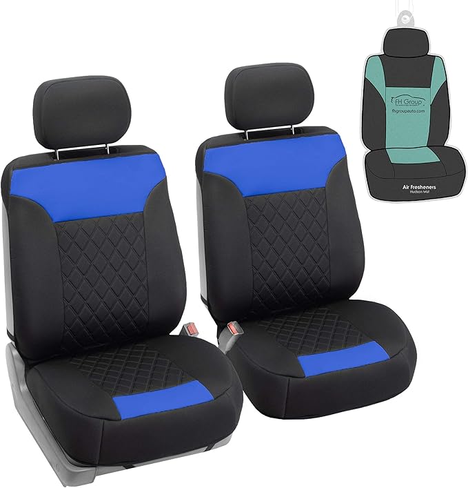 FH Group Car Seat Cover Cushion - 2 Pack Seat Covers for Cars Trucks SUV, Blue Black Neosupreme Car Seat Cushions, Car Seat C