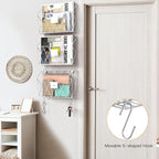 YBING Wall File Organizer White 6 Pack Mesh Hanging File Holder Organizer Metal Wire Mail Organizer Wall Mounted Office Paper