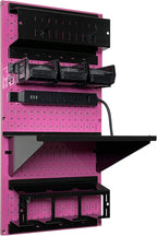Wall Control Power Tool Storage Organizer Kit Cordless Drill Holder Charging Station Rack 16” x 32” Metal Pegboard Organizati