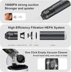 Cordless Handheld Car Vacuum Cleaner - 15000PA Portable Vacuum with LED Light & HEPA Filter, Blow & Suction 2 in 1 Small Hand