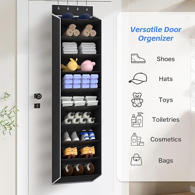 REGELETO 10 Tiers Large Size Over the Door Shoe Organizer Storage, Hanging Shoe Rack for Door with Deep Pockets, Fit 20 Pairs
