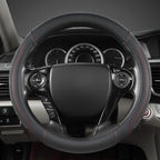 GIANT PANDA Microfiber Leather Steering Wheel Cover for Honda Accord,Civic,CR-V,HR-V,Pilot(Black+Red Line-Standard Size)