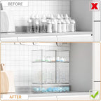 Yieach 5 Set Clear Stackable Storage Drawers and Acrylic Drawer Organizer,BPA Free Baby Bottle Organizer for Countertop and B