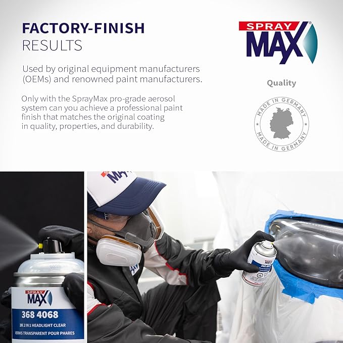 SprayMax 2K 2in1 Headlight Clear Coat | Professional Headlight Restoration Spray & UV Coating Protection | Fixes Scratches, Y