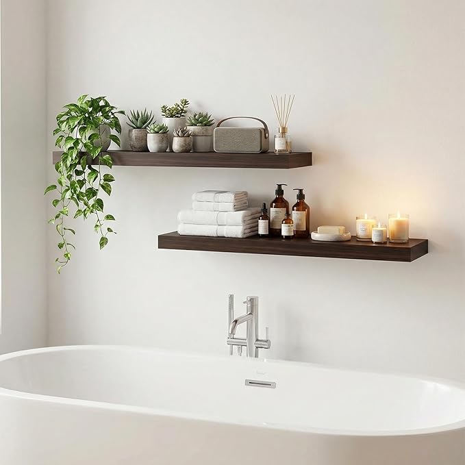 INHABIT UNION 31.5in Floating Shelves for Wall, Wall Mounted Shelves for Decor Storage Set of 2, Floating Shelf for Bedroom, 