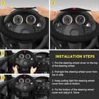 Suede Steering Wheel Cover with Upgraded Silicone Inner Ring, Breathable, Anti-Slip, Leather Universal 14.5 to 15 Inch Steeri