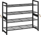 Stackable Shoe Rack, 4 Tier Metal Shoes Rack Storage Organizer,Large Capacity Shoe Shelf Holds 24 Pairs of Shoes,Sturdy and S