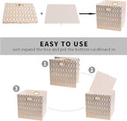 Posprica Storage Bins, Storage Cubes,13×13 Fabric Drawers Organizer Basket Boxes Containers (13×13×13/2pcs, Cream/gold geomet