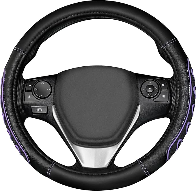 Ventilated Heart-Shaped Steering Wheel Cover with Anti-Slip Leather Grip. Compatible with Ford, Toyota, Honda, Nissan, and Ch
