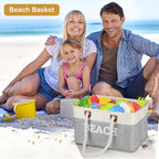 Lukeline Beach Towel Storage Bin and Organizer, Beach Bag Collapsible Storage Basket for Organizing, Large Storage Box with R