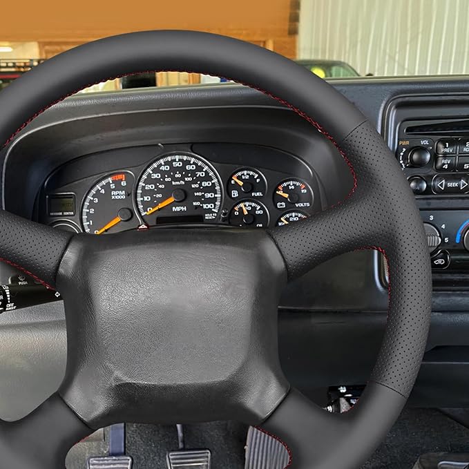 MEWANT DIY Artificial Leather Steering Wheel Cover for Chevy Silverado 1500 Astro Blazer C/K Kodiak S10 Suburban Tahoe