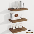 Fun Memories 12 Inch Deep Floating Shelves for Wall, 20 Inch Long Wall Mounted Storage Shelf with Invisible Brackets, 3 Pack 