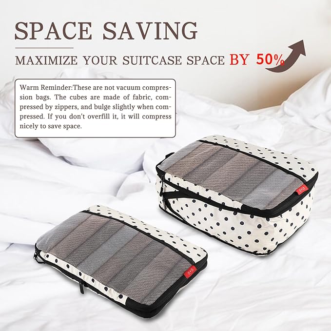 U+U 4 Set Compression Packing Cubes - Ultralight Travel Organizers, Space-Saving Suitcase Organizer, Expandable Packing Cubes