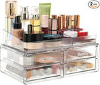 ZHIAI stackable storage drawer, transparent cosmetics storage box, cosmetics and beauty products storage organizer, suitable 