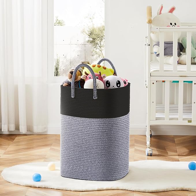 Laundry Basket,Woven Cotton Rope Laundry Hamper,Versatile Storage for Dirty Clothes,Baby Toys,and Blankets in Bathroom, Nurse