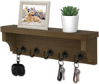 Nekon Key Holder for Wall, 11.8" W x 3.5" H x 2.8" D Decorative Key Organizer with Floating Shelf, Wall Mount Key Rack with 5