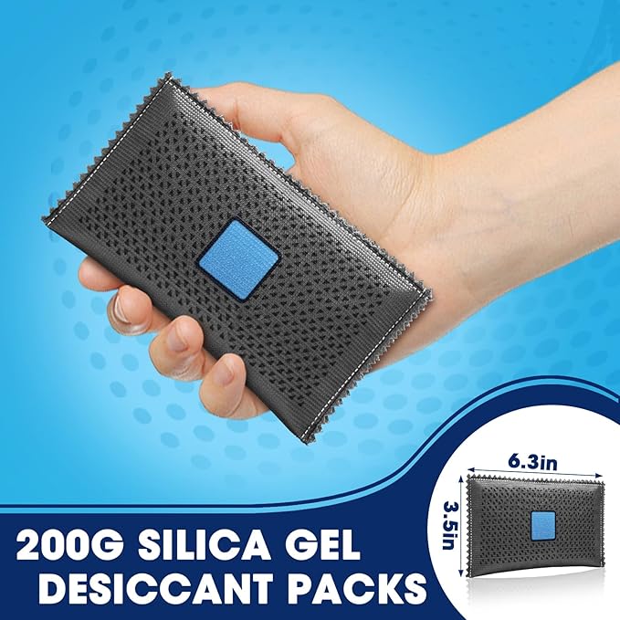 Timgle 10 Pcs 200g Rechargeable Desiccant Packs for Storage Silica Gel Packets Dry Moisture Absorbers Bags Reusable