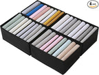 Qozary 4 Pack Drawer Organizers for Clothing, 8 Grids Foldable Closet Organizers and Storage Bins for Bedroom, Dresser Organi