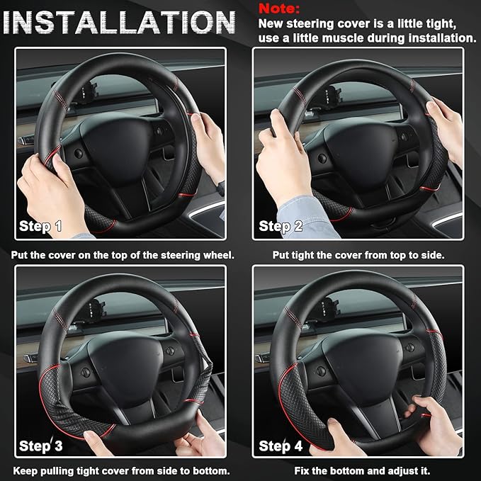 GIANT PANDA D Shape Steering Wheel Cover for Nissan Rogue Kicks - Auto Car Steering Wheel Cover Customized for Nissan Altima 