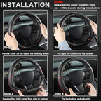 GIANT PANDA D Shape Steering Wheel Cover for Nissan Rogue Kicks - Auto Car Steering Wheel Cover Customized for Nissan Altima 