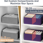 DIMJ Large Closet Shelf Organizer Bins 8 Packs with Handles and Divider, Fabric Trapezoid Storage Baskets, Foldable Clothes C