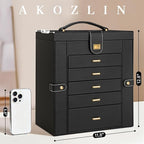 AKOZLIN Huge Jewelry Box Organizer Functional Extra Large Leather Jewelry Storage Case for Women Girls Ring Necklace Earring 