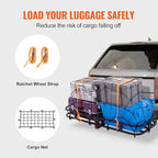 VEVOR 53 x 19 5 in Hitch Cargo Carrier, 500lb Capacity Trailer Mount Basket, Steel Luggage Carrier Rack Fits 2'' Receiver for SUV Truck Pickup with Net, Stabilizer, Straps, Black