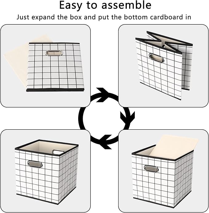 Yunkeeeper storage bins Cubes, Fabric Cube Organizer with Handle, Foldable Cube Bins for Cloth or Accessary Storage, 11x11x11