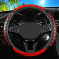 Car Leather Steering Wheel Cover - Carbon Fibre Material, Universal 14.5-15 Inch Leather Anti-Slip Breathable Auto Steering W